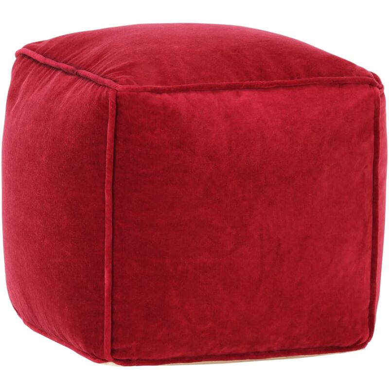 

Puf de terciopelo de algodón rojo rubí 40x40x40 cm - Rojo