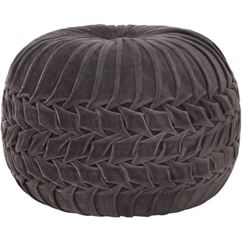 

vidaXL Puf de Terciopelo de Algodón Diseño Bata 40x30 cm Gris Antracita - Antracita