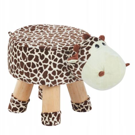 Puf de vaca suave para habitación infantil con patas de madera