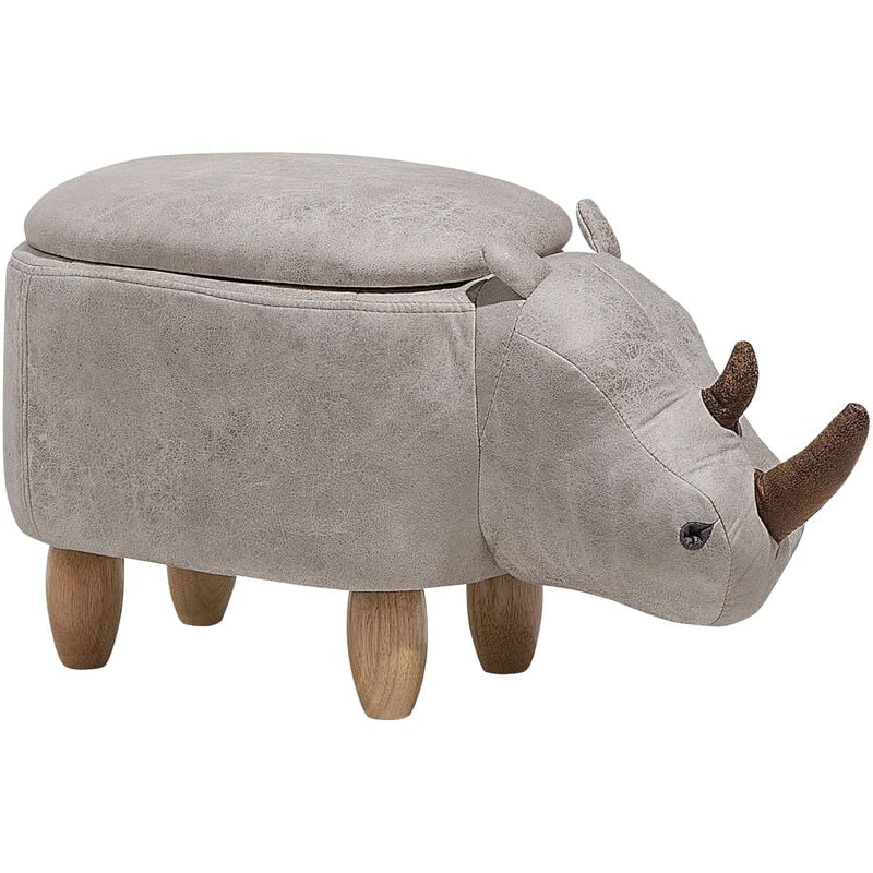 

Puf en piel sintética gris claro RHINO