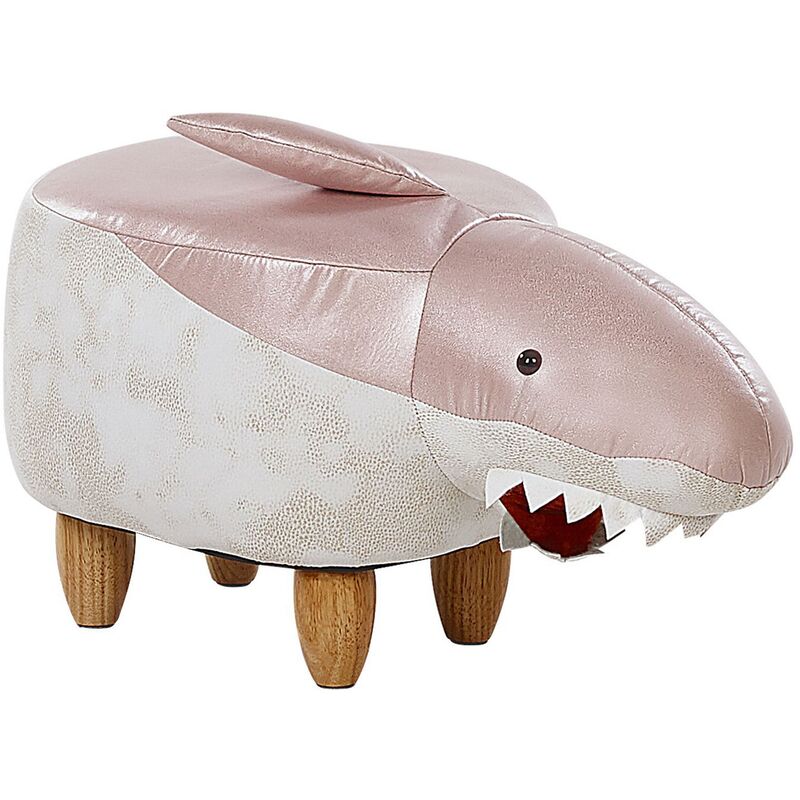 

Puf en piel sintética rosa/blanco SHARK