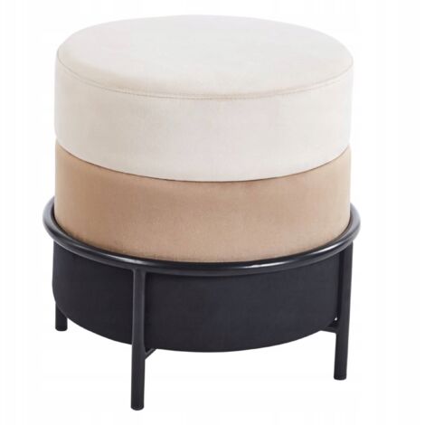 Puf estable BEIGE CAPUCHINO NEGRO Terciopelo para el salón con estructura Furnitex