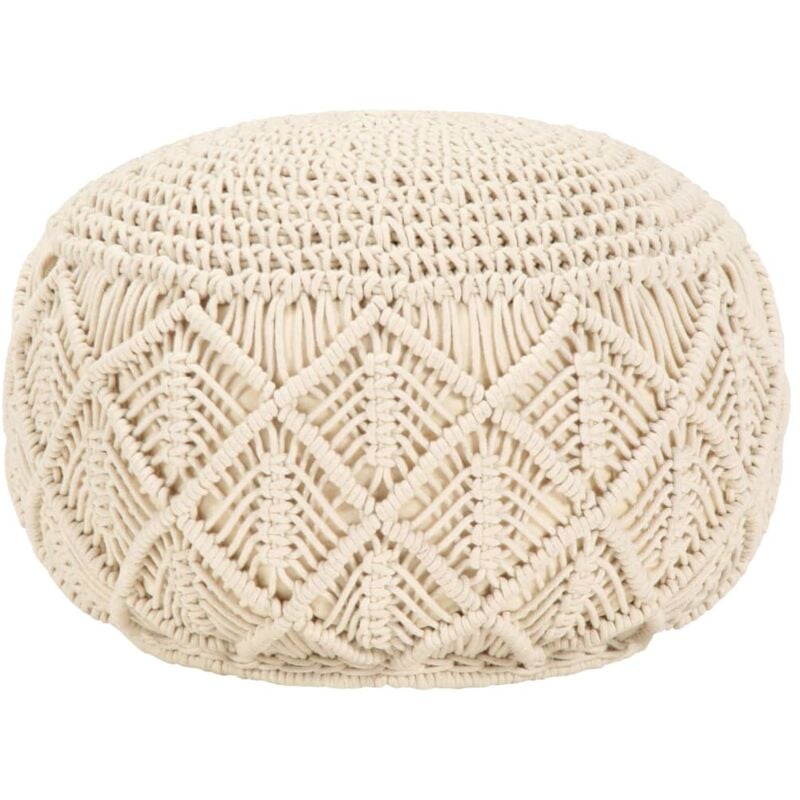 

vidaXL Puf de macramé hecho a mano algodón 45x30 cm - Marrón