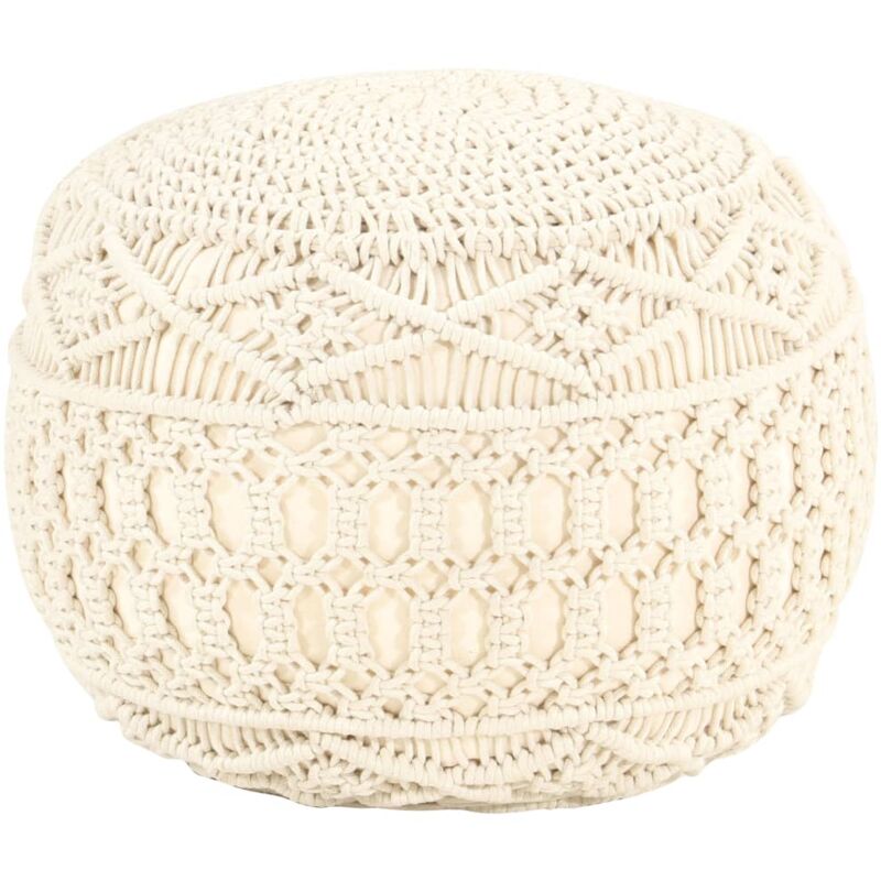 

vidaXL Puf de macramé hecho a mano algodón 45x30 cm - Beige