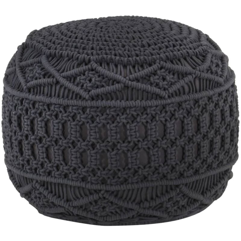 

vidaXL Puf de macramé hecho a mano algodón 45x30 cm gris antracita - Antracita
