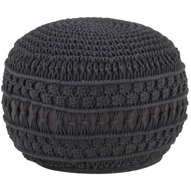 

vidaXL Puf de macramé hecho a mano algodón 45x30 cm gris antracita - Antracita