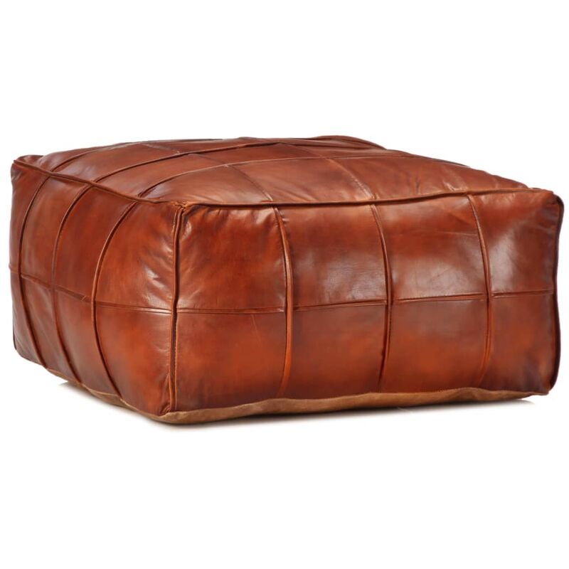 

Puf marrón 60x60x30 cm cuero auténtico de cabra - Marrón