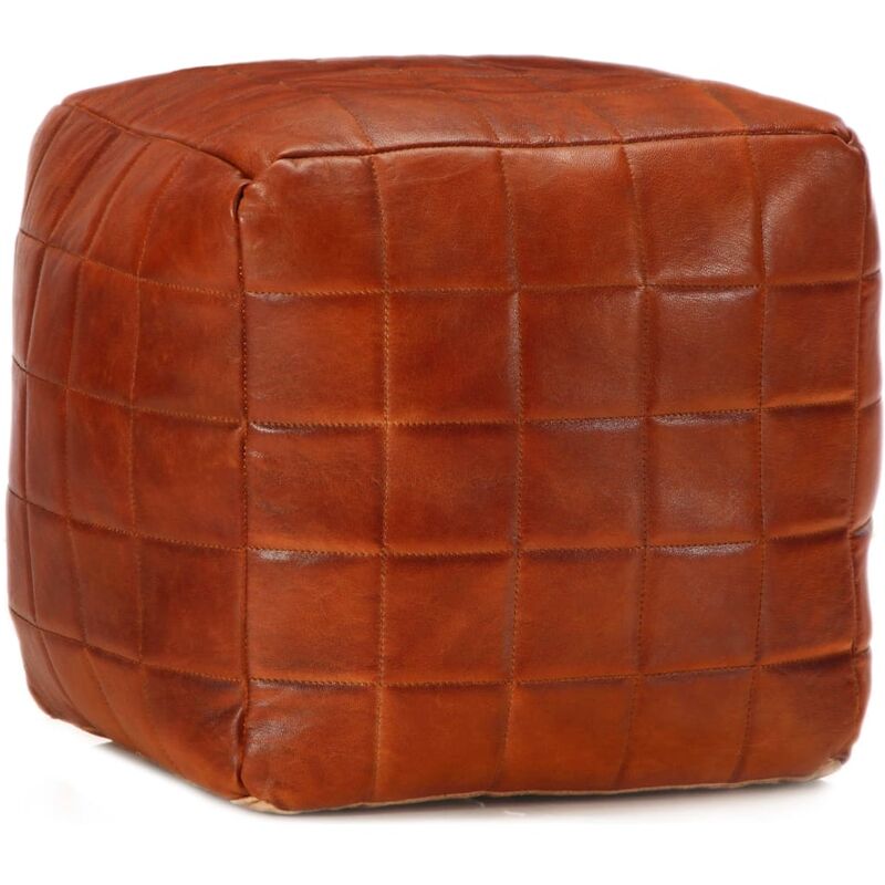 

Puf marron 40x40x40 cm cuero autentico de cabra
