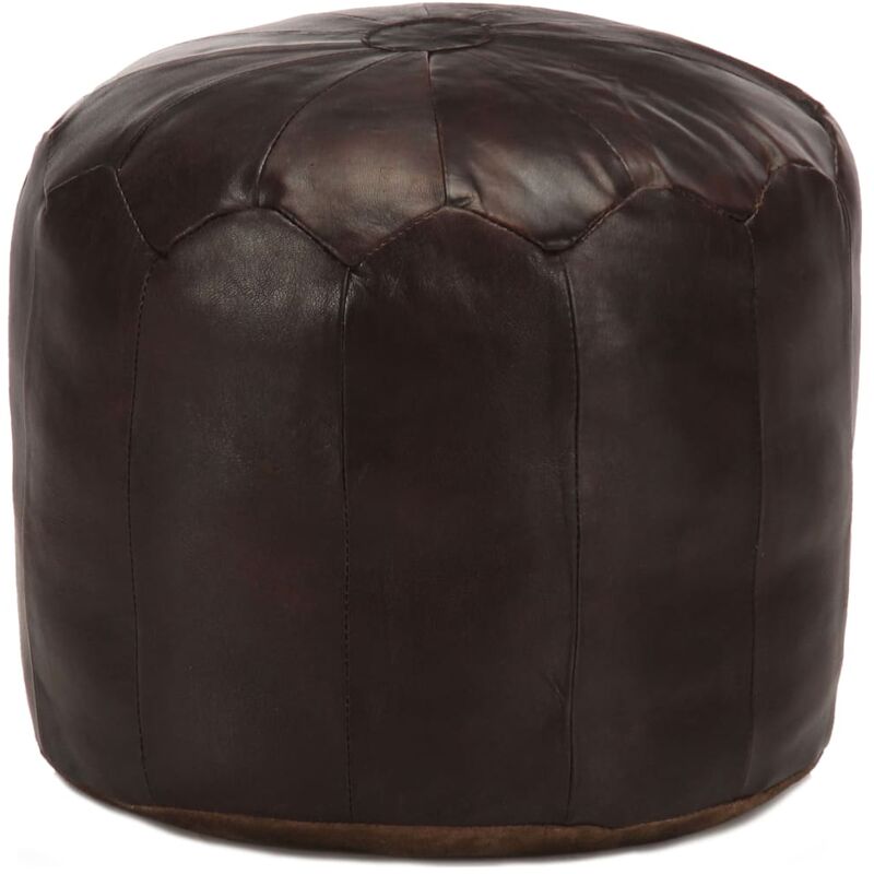 

Puf marron oscuro 40x35 cm cuero autentico de cabra