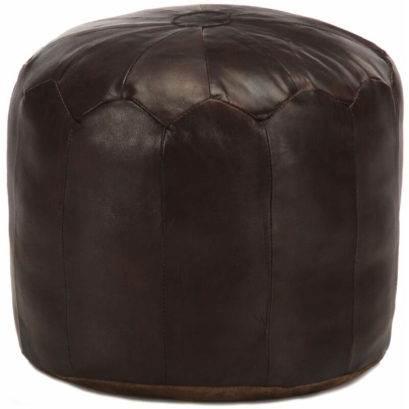 

Puf marrón oscuro 40x35 cm cuero auténtico de cabra