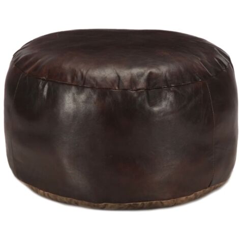Puf marrón oscuro 60x30 cm cuero auténtico de cabra