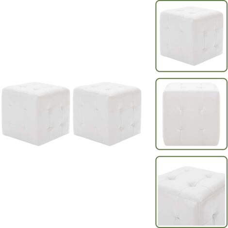 Puf moderno - vidaXL Puf 2 unidades cuero sintético blanco 30x30x30 cm - Puf decorativo