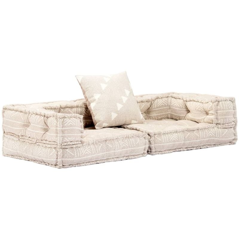 

Puf modular de 2 plazas de tela beige
