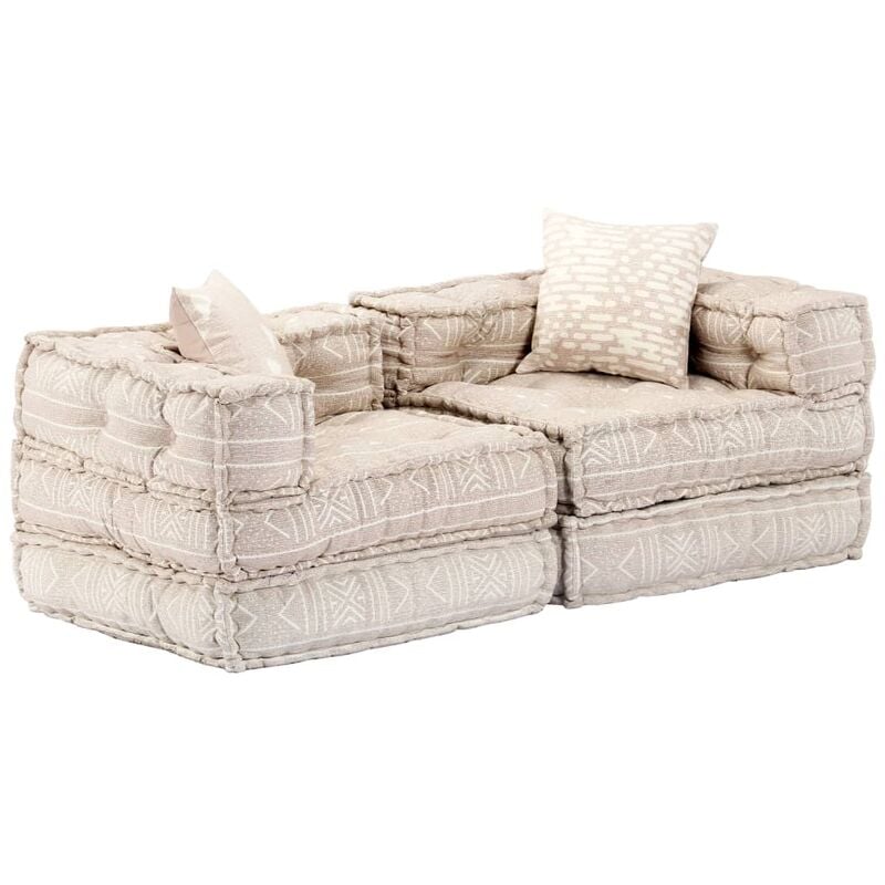 

Puf modular de 2 plazas de tela beige - Beige