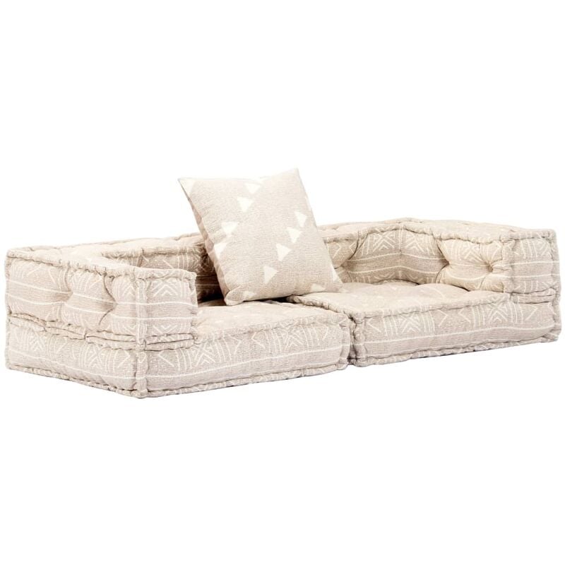 

Puf modular de 2 plazas de tela beige - Beige