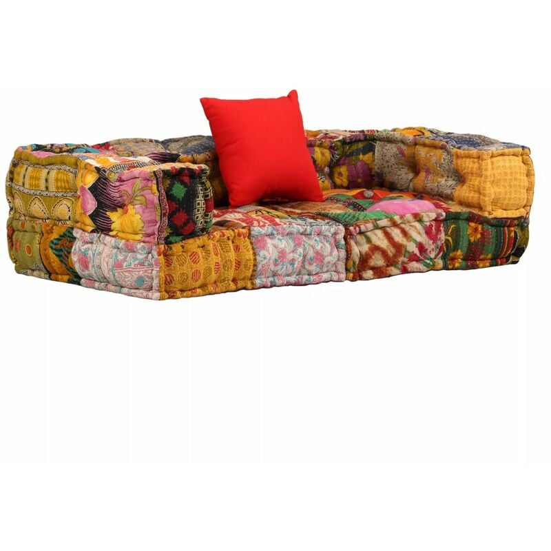 

Puf modular de 2 plazas de tela patchwork