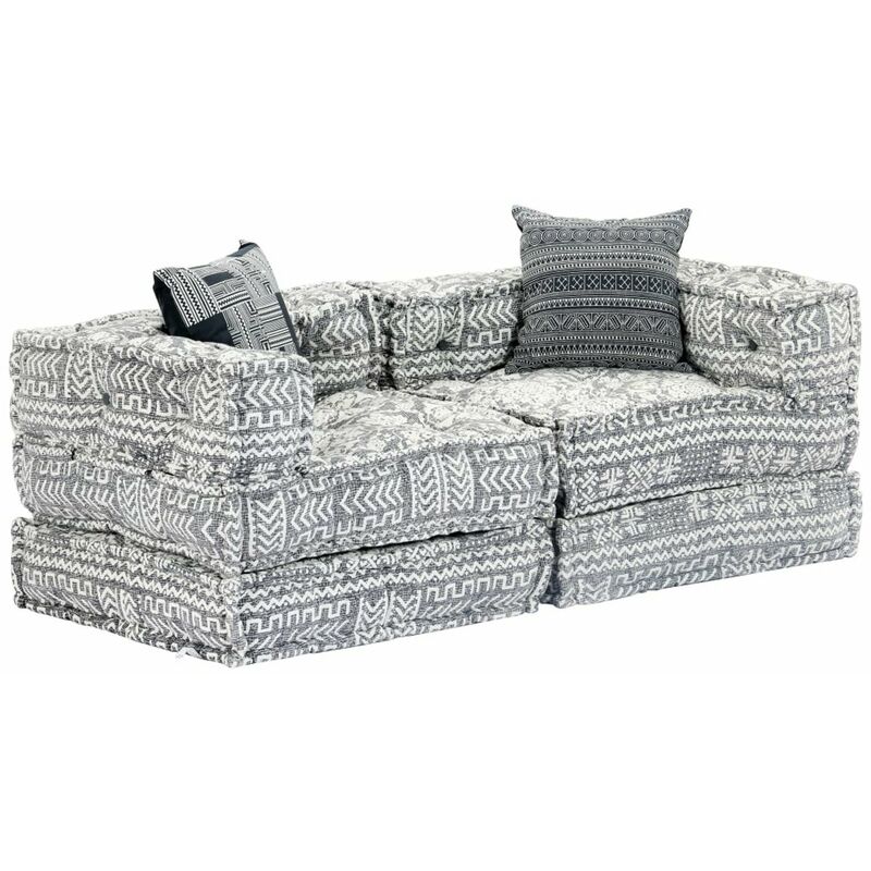 

Puf modular de 2 plazas tela gris claro