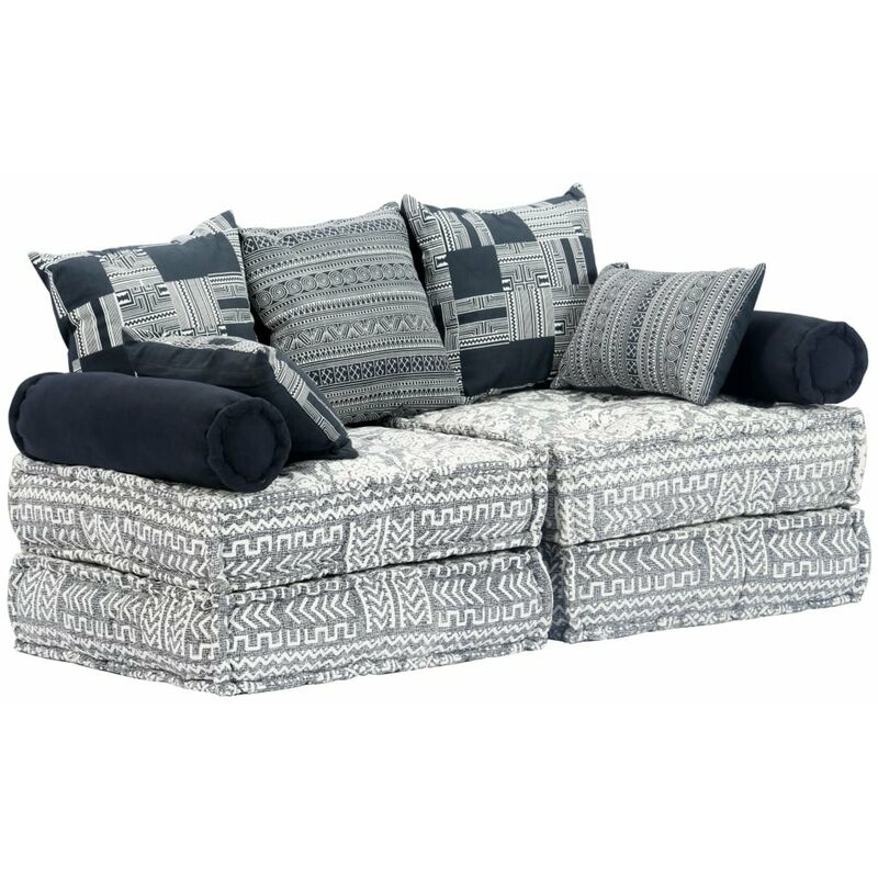 

Happyshopping - Puf modular de 2 plazas tela gris claro