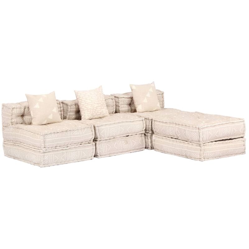 

Puf modular de 3 plazas de tela beige