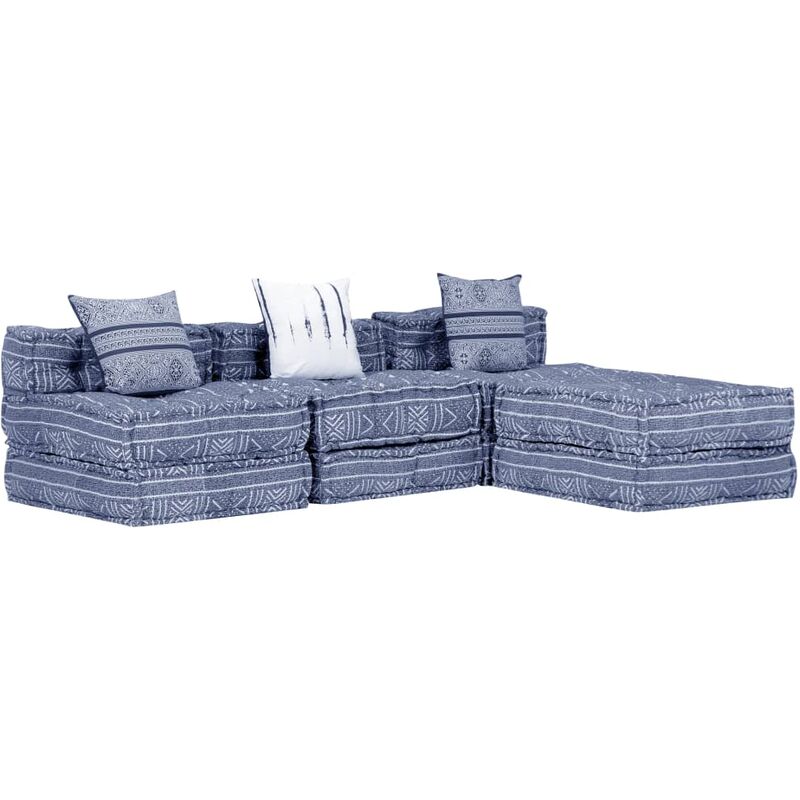 

Puf modular de 3 plazas de tela índigo