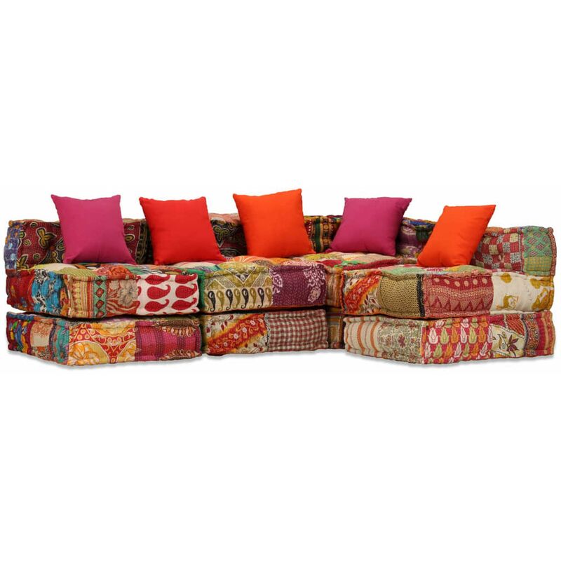 

Puf modular de 3 plazas de tela patchwork