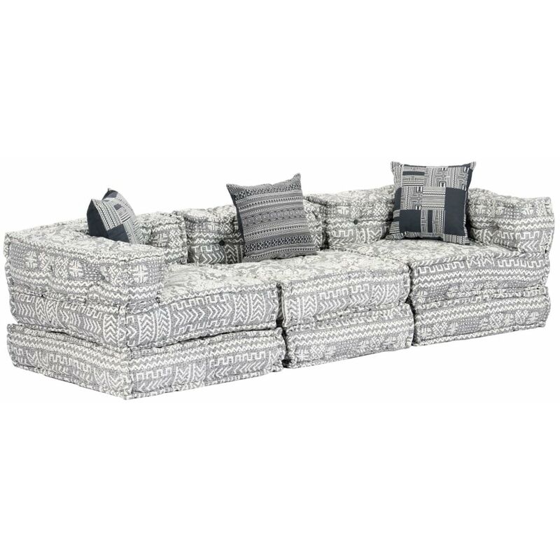 

Puf modular de 3 plazas tela gris claro