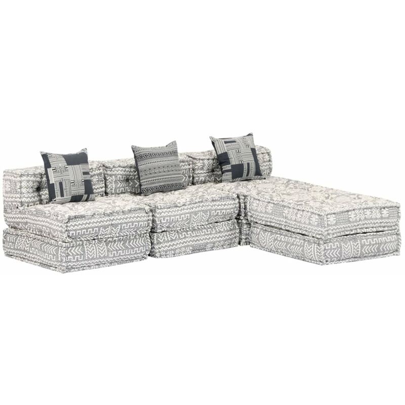 

Puf modular de 3 plazas tela gris claro