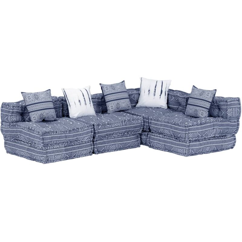 

Puf modular de 4 plazas de tela índigo