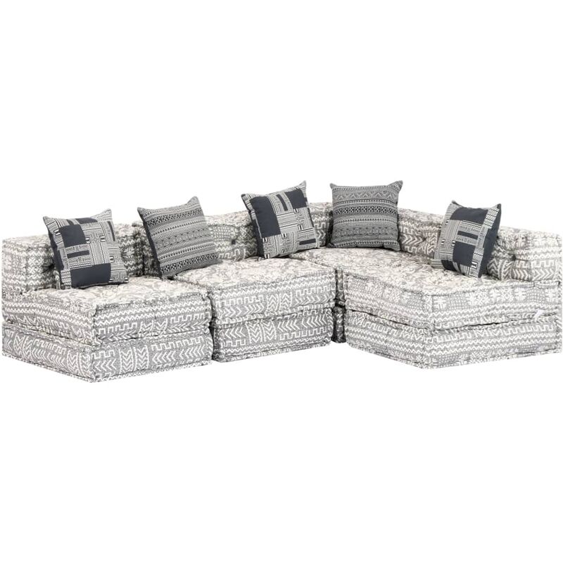

Puf modular de 4 plazas tela gris claro - Gris