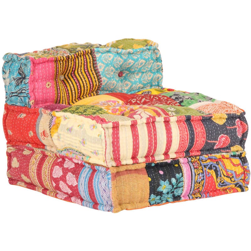 

Puf modular de tela patchwork - Multicolor