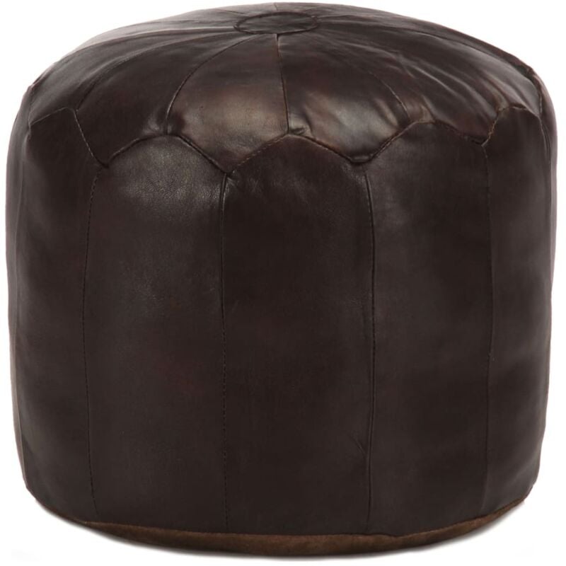 

vidaXL Puf 40x35 cm Cuero Genuino de Cabra Marrón Oscuro - Marrón