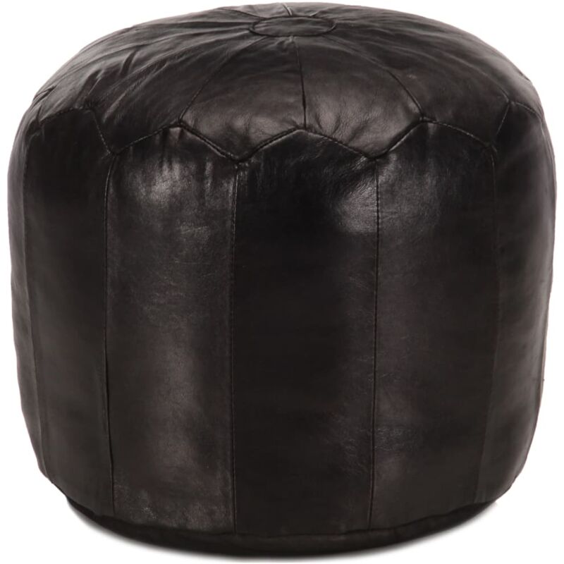 

vidaXL Puf 40x35 cm Cuero Genuino de Cabra Negro - Negro