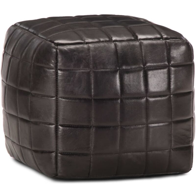 

Puf negro 40x40x40 cm cuero autentico de cabra