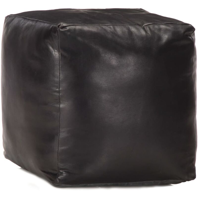 

Youthup - Puf negro 40x40x40 cm cuero genuino de cabra - Negro