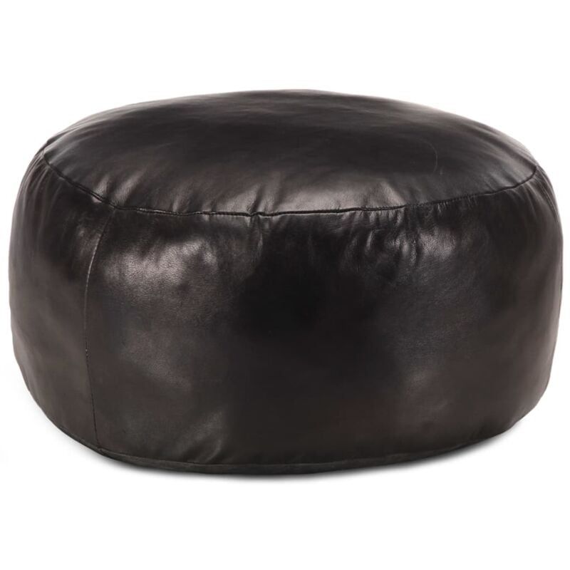 

vidaXL Puf 60x30 cm Cuero Auténtico de Cabra Negro - Negro