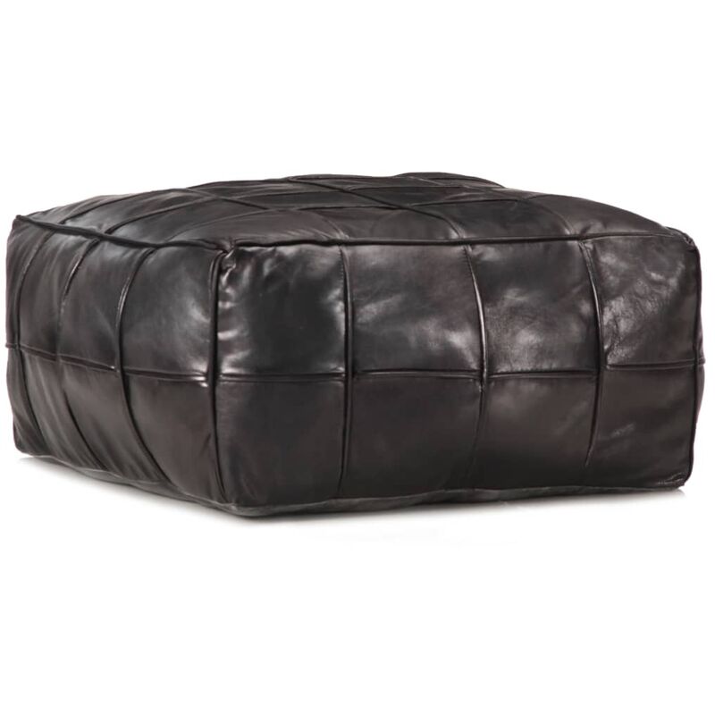 

Puf negro 60x60x30 cm cuero auténtico de cabra - Negro