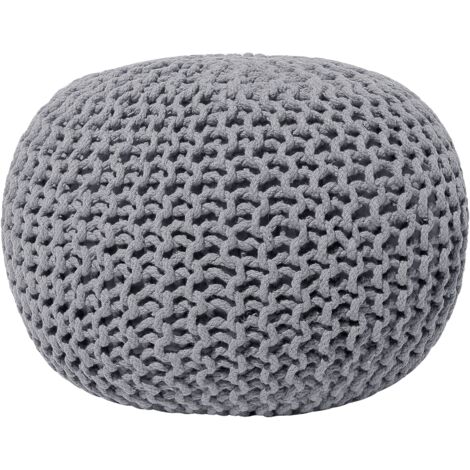 Puf otomana gris oscuro tejido de algodón relleno de EPS reposapiés pequeño redondo 50 x 35 cm Conrad