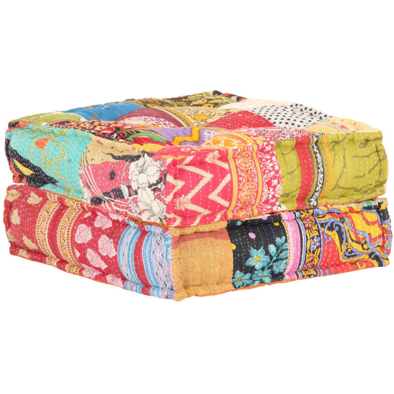 

vidaXL Puf patchwork de tela 60x70x36 cm - Multicolor