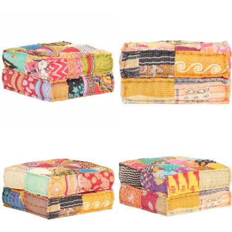 Puf patchwork de tela 60x70x36 cm - Puf patchwork - Reposapiés