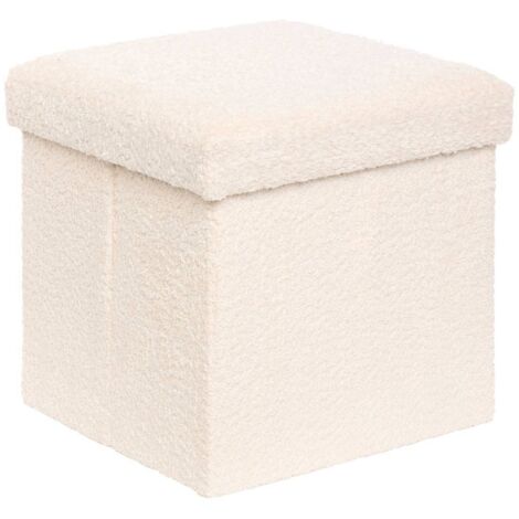 Puf Pecho Plegable Soana en Bouclette Marfil 38x38cm - Atmosphera créateur d'intérieur