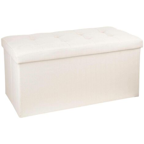 Puf Plegable Doble Lysandre Estilo Contemporáneo en Terciopelo Color Beige con Tapa 76x38 cm