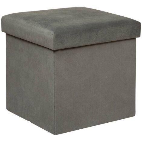 PUF PLEGABLE Lilou, gris, CON ALMACENAJE, suave
