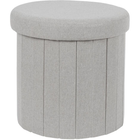 PUF PLEGABLE Olaf, gris, CON COMPARTIMENTO DE ALMACENAMIENTO, redondo, 38 cm