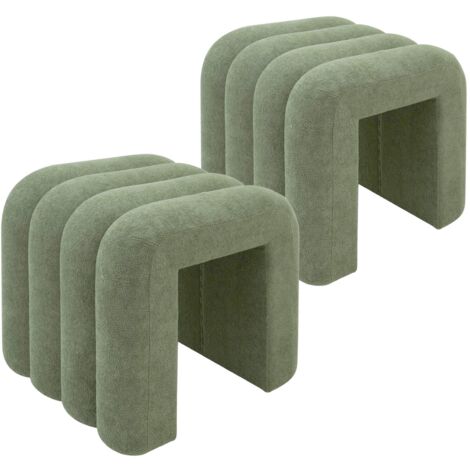 Puf Rebecca Mobili Bamya 40x38x40 Tela de Poliéster MDF Verde Oscuro Moderno CONJUNTO 2 pzs