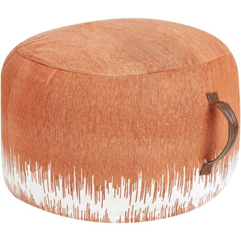 Puf redondo boho moderno de algodón funda decorativa extraíble impreso hecho a mano patrón degradado naranja y blanco Kawai