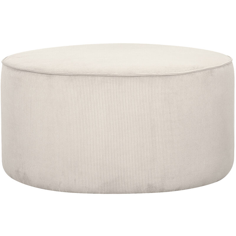 

Miliboo - Puf redondo de terciopelo acanalado color crudo 70 cm diám. LOUIS