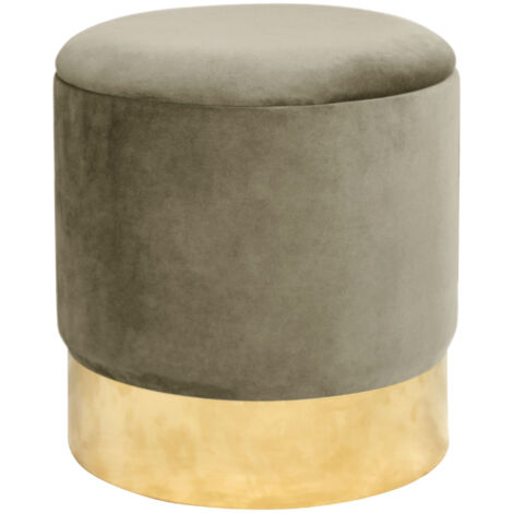 Puf redondo de terciopelo con almacenamiento AKORD GOLDEN Beige