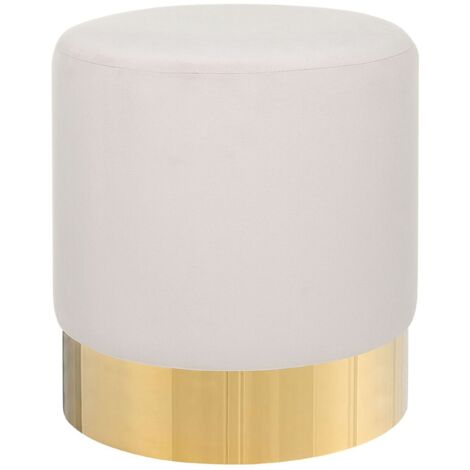 Puf reposapiés de terciopelo rosa con dorado redondo moderno glamour Sophia