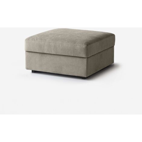Puf reposapiés sofá modular tela repelente al agua 80x80 Cortina - Gris pardo