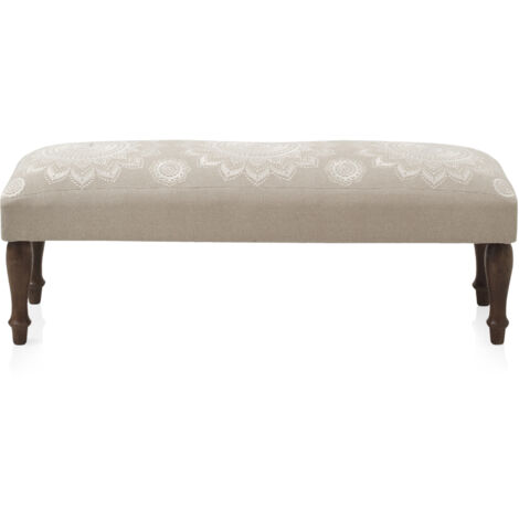 Puf Tapizado De Algodón/Poliéster Patas De Madera
